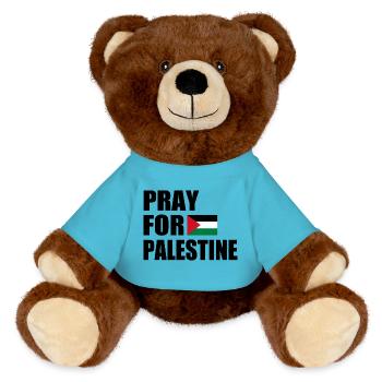 Pray for palestine - MiniFeet® RecycelBär® Teddy Bear Brown - atoll blue - Front