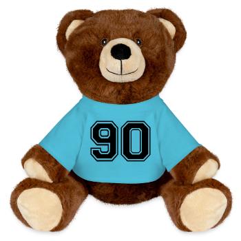 90 - MiniFeet® RecycelBär® Teddy Bear Brown - atoll blue - Front