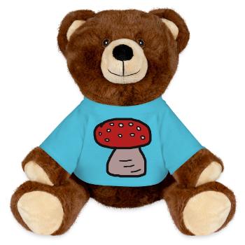 Fliegenpilz Pilze Herbst r Giftig Glücksbringer - MiniFeet® RecycelBär® Braun - Atollblau - Vorne