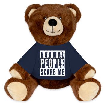 Normale Menschen machen mir Angst - Psych Design - MiniFeet® RecycelBär® Braun - French Navy - Vorne