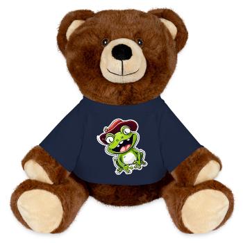 Frog / Animal / Quack / Toad / Pond / Hop - MiniFeet® RecycelBär® Teddy Bear Brown - french navy - Front