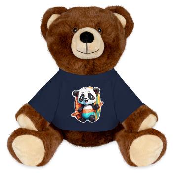 Panda / Animal / Zoo / Bambou / Sauvage / Enfantin - Nounours RecycelBär® marron - bleu marine - Devant