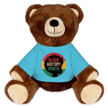 Black History Month - MiniFeet® RecycelBär® Teddy Bear Brown - atoll blue - Front