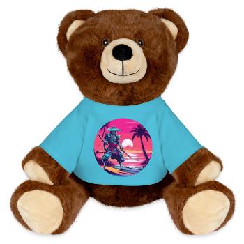 Samurai / Japanese / Harakiri / Katana / Man - MiniFeet® RecycelBär® Teddy Bear Brown - atoll blue - Front