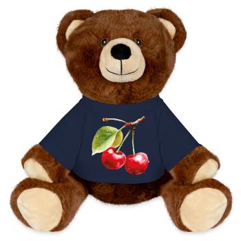 Kirschen auf Blättern  - MiniFeet® RecycelBär® Braun - French Navy - Vorne