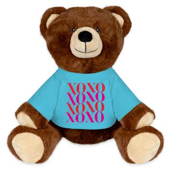 Xoxo. Baisers, câlins et vibrations de fille - Nounours RecycelBär® marron - bleu outremer - Devant