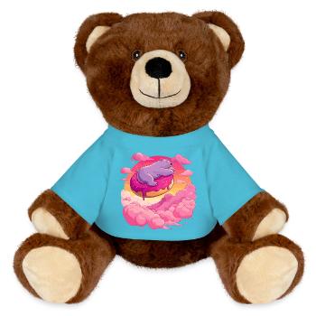 Polar Bär auf Donut im Wolkenmeer - MiniFeet® RecycelBär® Braun - Atollblau - Vorne