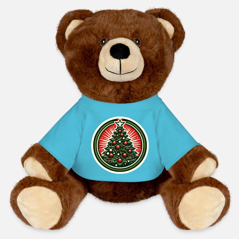 Weihnachtsbaum-Abzeichen - MiniFeet® RecycelBär® Braun - Atollblau