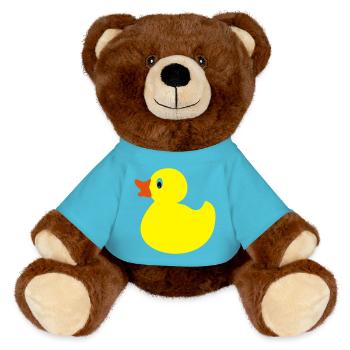 Drôle de petit canard en jaune - Nounours RecycelBär® marron - bleu outremer - Devant