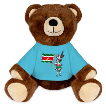 Surinamer zebra - MiniFeet® RecycelBär® Teddy Bear Brown - atoll blue - Front