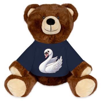 Weißer Schwan als himmlischer Engel - MiniFeet® RecycelBär® Braun - French Navy - Vorne