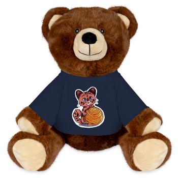 Little kitten with ball of wool - MiniFeet® RecycelBär® Teddy Bear Brown - french navy - Front