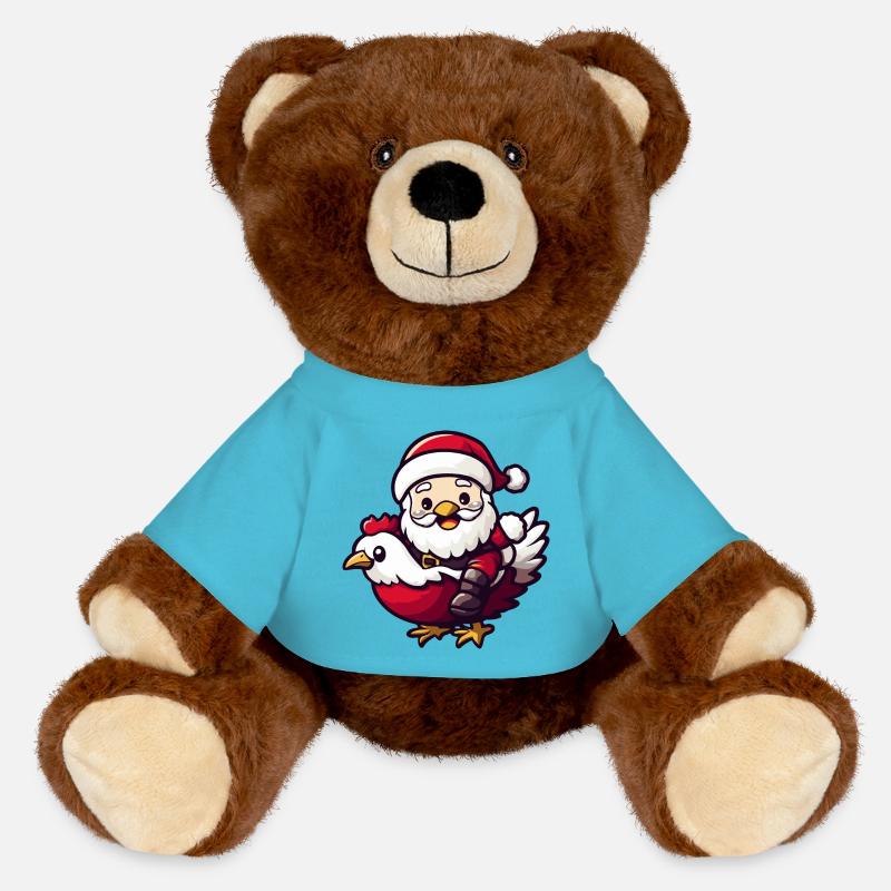 Poulet Père Noël dessin animé - Nounours RecycelBär® marron - bleu outremer