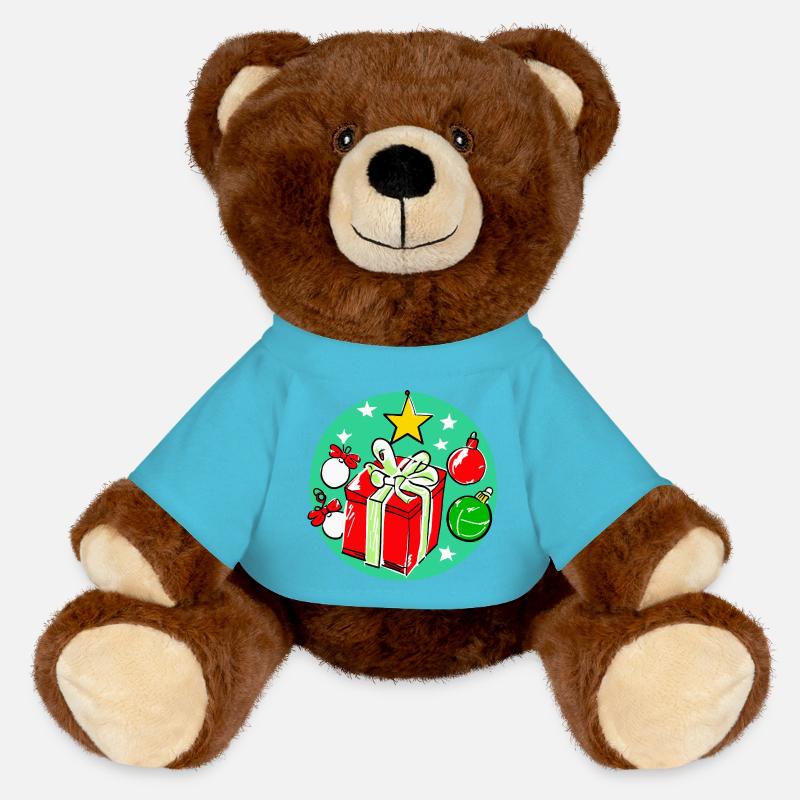 Weihnachtsgeschenkbox & Dekorationen - MiniFeet® RecycelBär® Braun - Atollblau