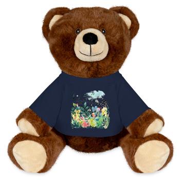 Plantes et musique - Impression de mode de haute qualité - Nounours RecycelBär® marron - bleu marine - Devant