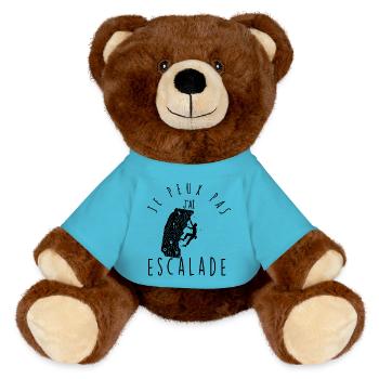 Je peux pas, j'ai escalade. - Nounours RecycelBär® marron - bleu outremer - Devant
