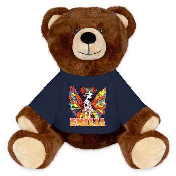 Emilia - nom de jeune fille - fée - Nounours RecycelBär® marron - bleu marine - Devant
