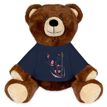 Japanese Plum Blossom Zen Style - MiniFeet® RecycelBär® Teddy Bear Brown - french navy - Front