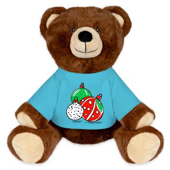Christmas Decoration Balls - MiniFeet® RecycelBär® Teddy Bear Brown - atoll blue - Front
