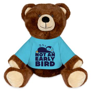 Not An Early Bird - MiniFeet® RecycelBär® Teddy Bear Brown - atoll blue - Front