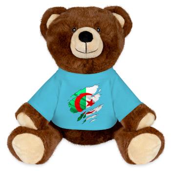 africa algéria country - MiniFeet® RecycelBär® Teddy Bear Brown - atoll blue - Front