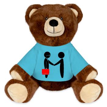 A lawyer meets a client - MiniFeet® RecycelBär® Teddy Bear Brown - atoll blue - Front