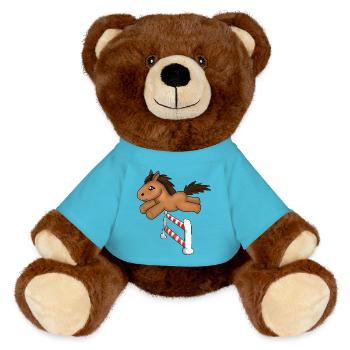 Jumping - MiniFeet® RecycelBär® Teddy Bear Brown - atoll blue - Front