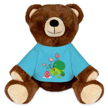 Easter Greeting - MiniFeet® RecycelBär® Teddy Bear Brown - atoll blue - Front