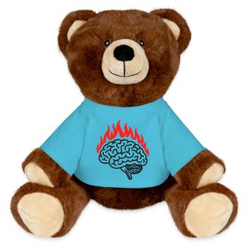 Overthinking - Funny Introvert Quote - MiniFeet® RecycelBär® Braun - Atollblau - Vorne
