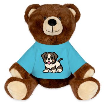 Just cute pooch - MiniFeet® RecycelBär® Teddy Bear Brown - atoll blue - Front