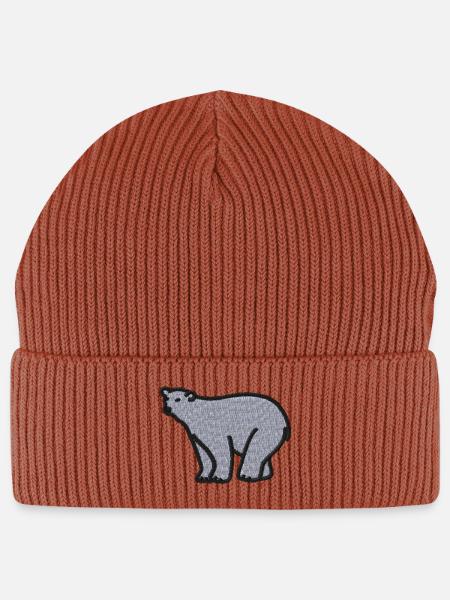 Eisbär bestickt - Stanley/Stella Unisex Bio FISHERMAN BEANIE - Terrakotta