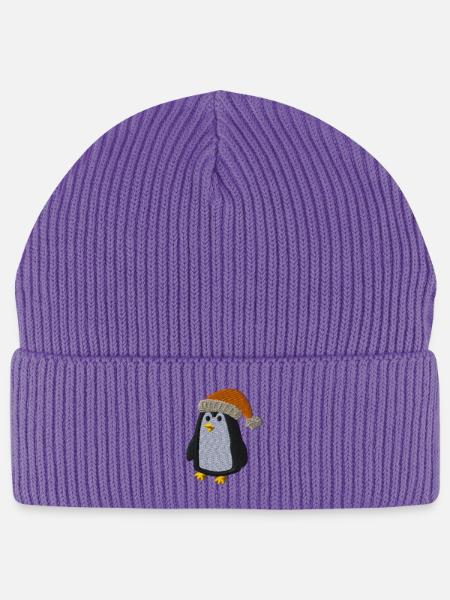 Weihnachtlicher Pinguin - Stanley/Stella Unisex Bio FISHERMAN BEANIE - Purple Love 