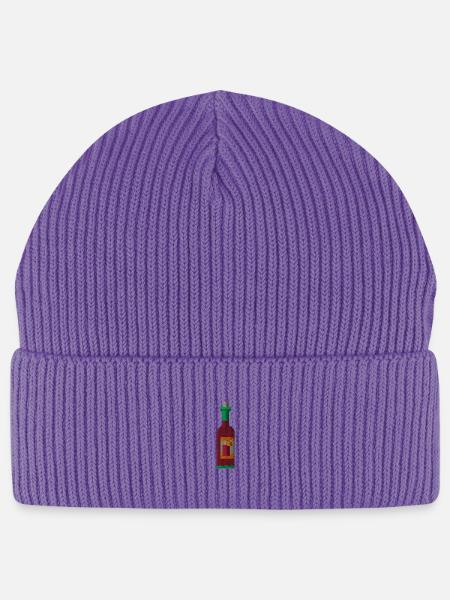 Weinflasche bestickt - Stanley/Stella Unisex Bio FISHERMAN BEANIE - Purple Love