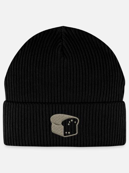Toastbrot bestickt - Stanley/Stella Unisex Bio FISHERMAN BEANIE - Schwarz