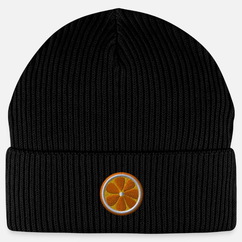 Orange brodé - Bonnet bio FISHERMAN Stanley Stella - noir