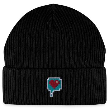 Cœur de pixel - Bonnet bio FISHERMAN Stanley Stella - noir - Devant