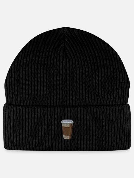Kaffeebecher bestickt - Stanley/Stella Unisex Bio FISHERMAN BEANIE - Schwarz