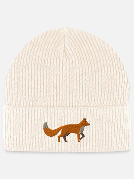Fuchs bestickt - Stanley/Stella Unisex Bio FISHERMAN BEANIE - Natur