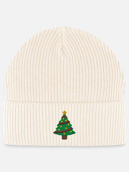 Weihnachtsbaum bestickt - Stanley/Stella Unisex Bio FISHERMAN BEANIE - Natur