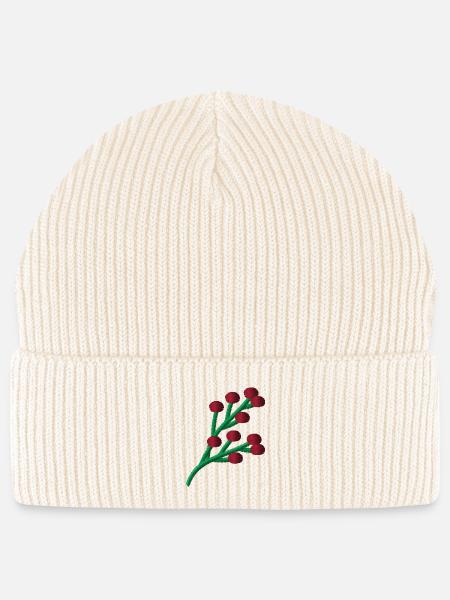 Kornelkirsche bestickt - Stanley/Stella Unisex Bio FISHERMAN BEANIE - Natur