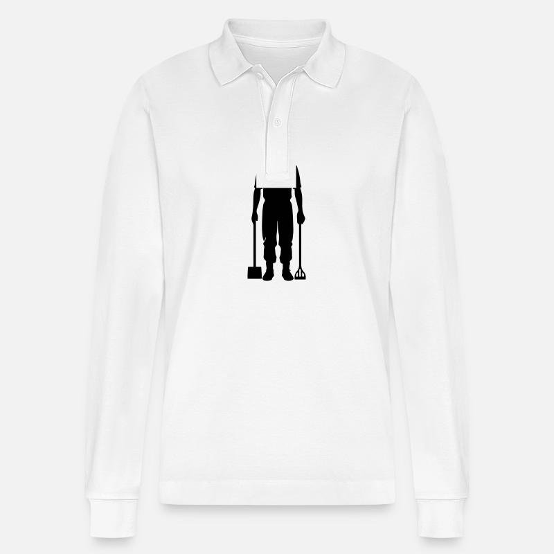 Farmer Icon - Stanley/Stella Unisex Bio-Langarm-Poloshirt Prepster - Weiß