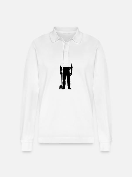 Farmer Silhouette - Stanley/Stella Organic Unisex Long-Sleeved Polo Shirt Prepster - white