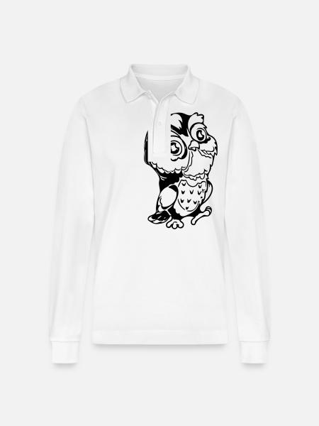 Cute owl - Stanley/Stella Organic Unisex Long-Sleeved Polo Shirt Prepster - white