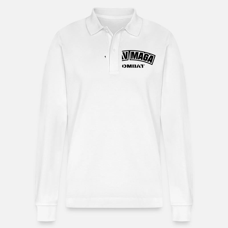 Krav Maga Combat - Stanley/Stella Unisex Bio-Langarm-Poloshirt Prepster - Weiß