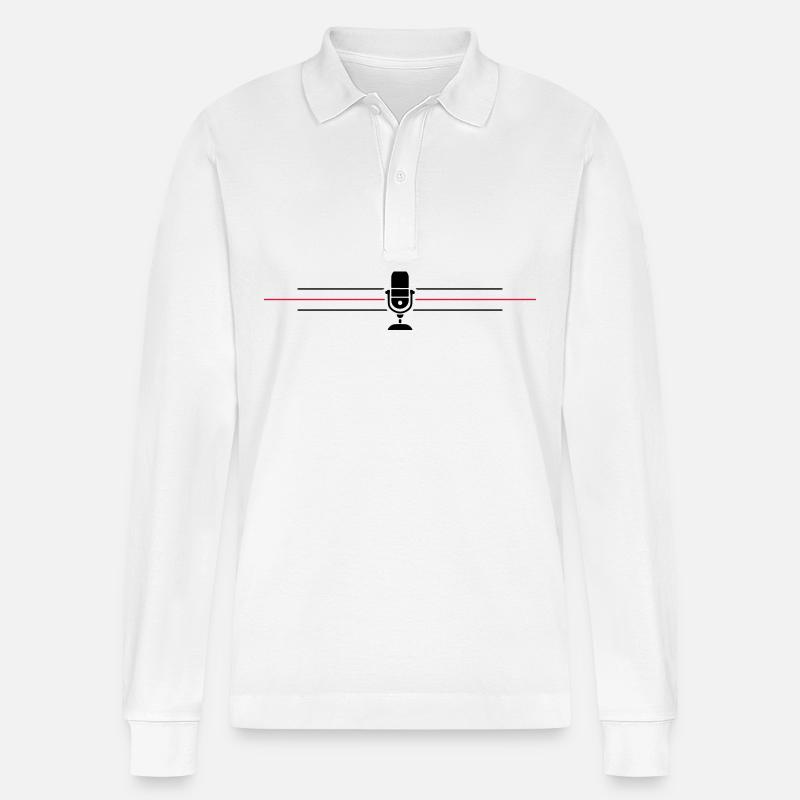 Podcast Mikrofon Icon - Stanley/Stella Unisex Bio-Langarm-Poloshirt Prepster - Weiß