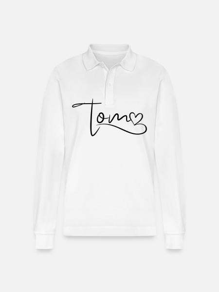 Tom Cognome Nome Cuore Decor - Polo a manica lunga ecologica unisex Prepster di Stanley/Stella - bianco