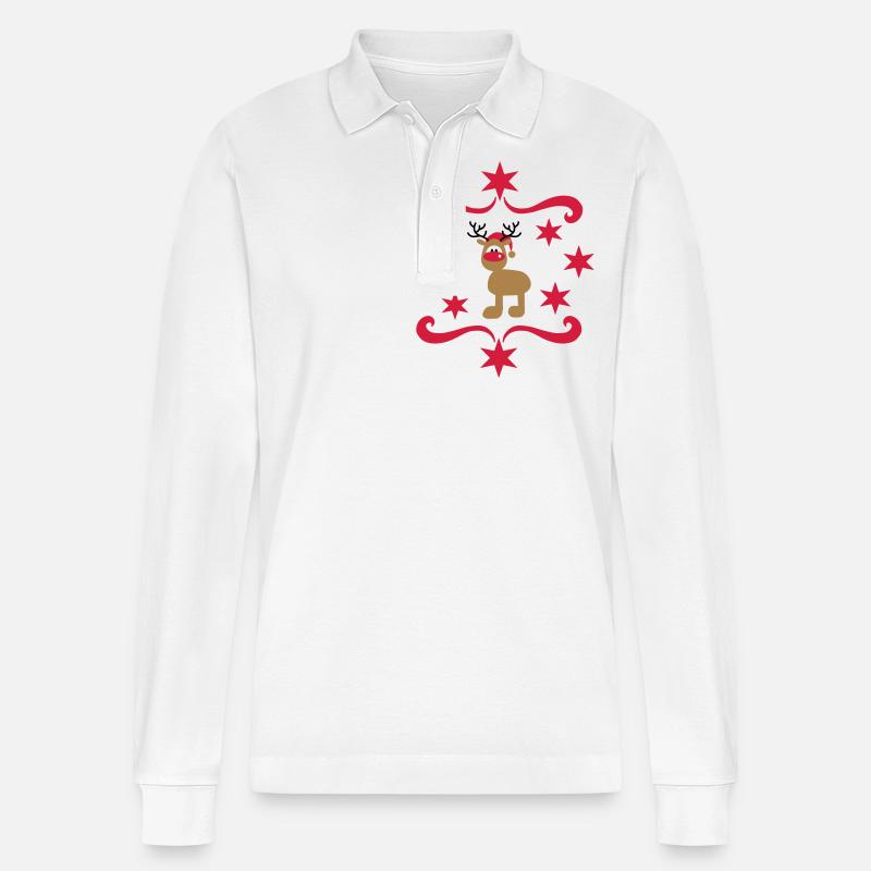 weihnachten - Stanley/Stella Unisex Bio-Langarm-Poloshirt Prepster - Weiß