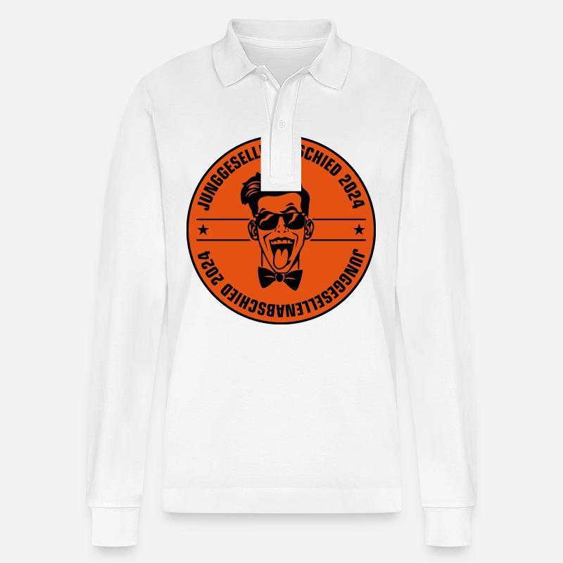 Junggesellenabschied 2024 - Stanley/Stella Unisex Bio-Langarm-Poloshirt Prepster - Weiß