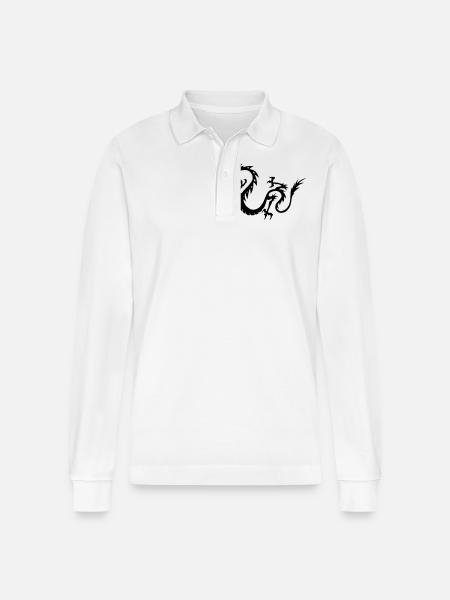 Chinesischer Drache - Stanley/Stella Unisex Bio-Langarm-Poloshirt Prepster - Weiß