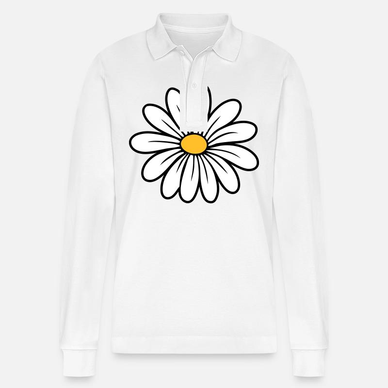 Gänseblümchen - Stanley/Stella Unisex Bio-Langarm-Poloshirt Prepster - Weiß